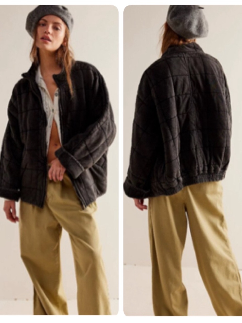 FREE PEOPLE DOLMAN QUILTED COAT SIZE LARGE